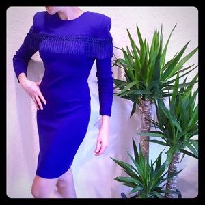 80s Vintage Fringe Pencil Cocktail Dress